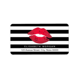 Etiqueta Lábios vermelhos - Stripes brancas pretas