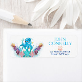 Etiqueta Laboratório de Endereços Colorido de Octopus para