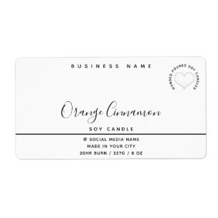 Etiqueta Laboratório simples de velas de coração branco par