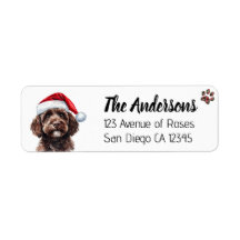 Labradoodle fofa com chapéu de Papai Noel