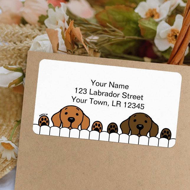 Etiqueta Labrador Duo Ver Seu Endereço De Devolução (Labrador Duo Watching You design Return Address Labels for Labrador Owners.  Personalized.)