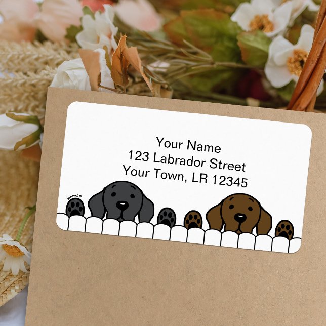 Etiqueta Labrador Duo Ver Seu Endereço De Devolução (Labrador Duo Watching You design Return Address Labels for Labrador Owners.  Personalized.)