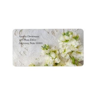 Etiqueta Lace antigo com flores brancas