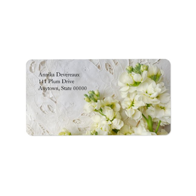 Etiqueta Lace antigo com flores brancas (Frente)