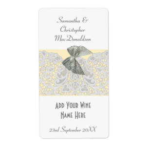 Etiqueta Lace branco qualquer garrafa de vinho de casamento