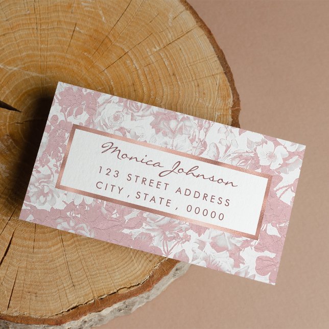 Etiqueta Lace floral branco-rosa-rosado, endy-teny, elegant (Elegant girly trendy pink coral white floral)