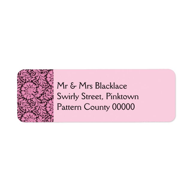 Etiqueta Lace rosa em preto (Frente)