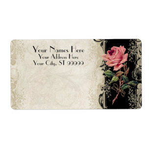 Etiqueta Laço de creme barroco do preto n do rosa do