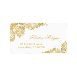 Etiqueta Laço Dourado floral elegante elegante