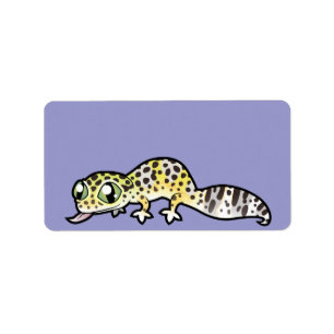 Etiqueta Lagarto Gecko Leopardo Desenho Animado