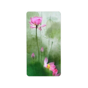 Etiqueta LAGOA LOTUS l arte da pintura da escova do chinês