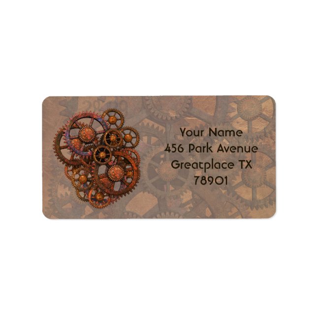 Etiqueta Lâminas de metal enferrujadas com vapor com sombra (Frente)