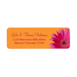 Etiqueta Laranja Cor-de-rosa Gerbera Daisy Endereço de regr