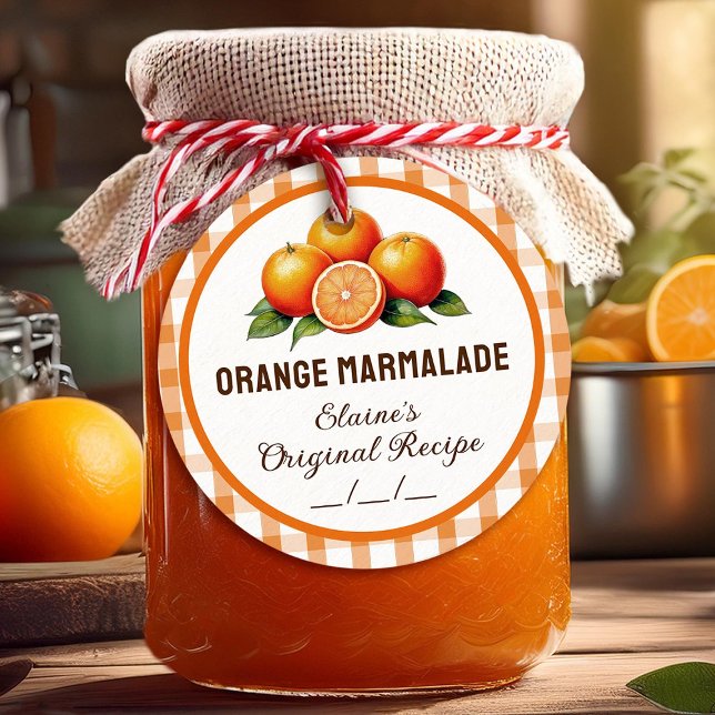 Etiqueta laranja de marmelada com design de verifi (Criador carregado)