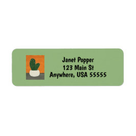 Etiqueta Laranja e Cinza Acrylic Potted Cactus Address