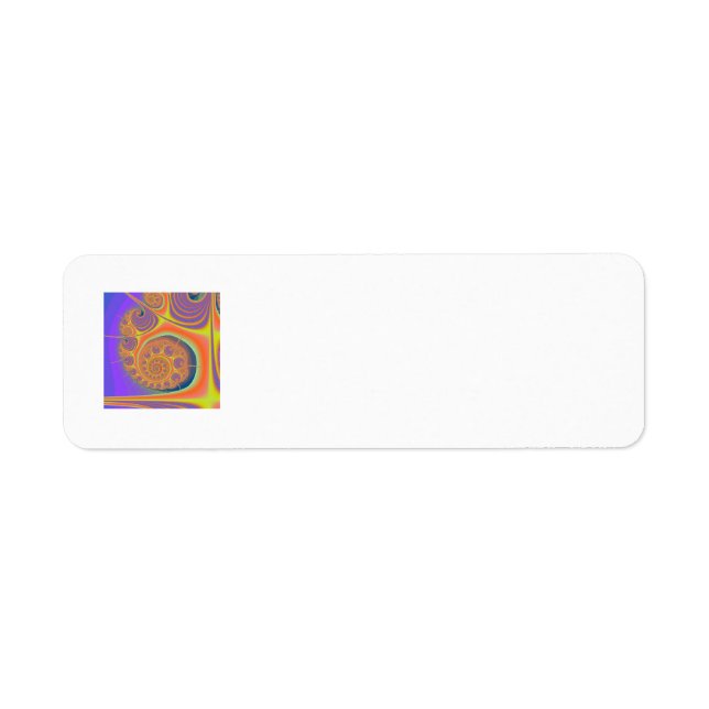 Etiqueta Laranja Espiral Roxo Fractal (Frente)