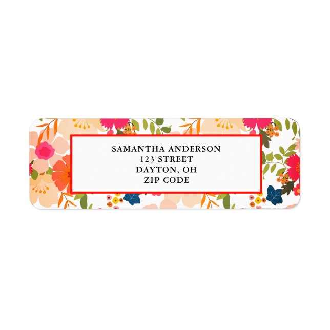 Etiqueta Laranja Floral Watercolor (Frente)