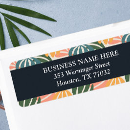 Etiqueta Laranja Verde Folha Retrobotânica