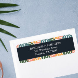 Etiqueta Laranja Verde Folha Retrobotânica