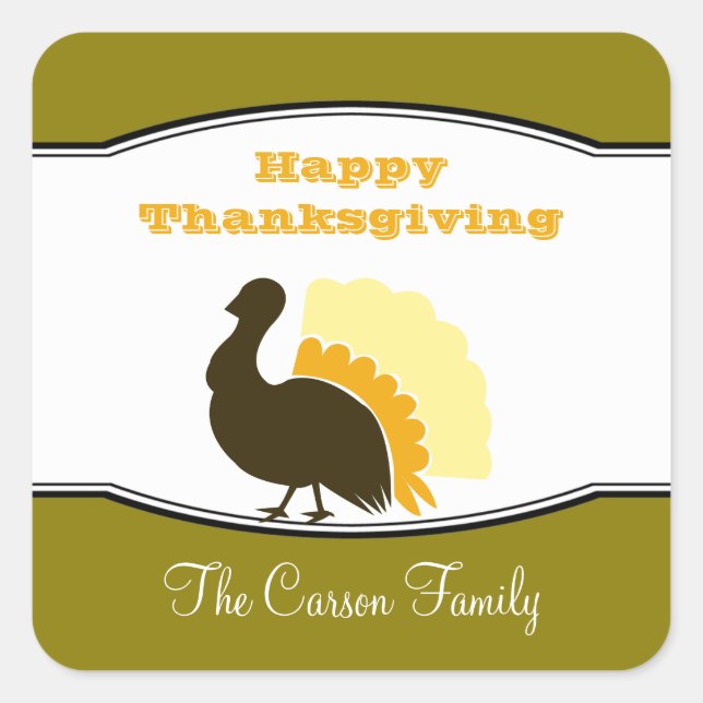 Etiqueta laranja verde-turquia de Ação de Graças (Frente)