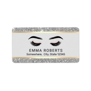 Etiqueta Lashes Makeup Artista Modern Silver Beauty Salon