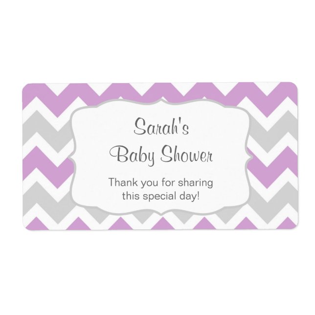 Etiqueta Lavanda Chevron Water Bottle ou favor você persona (Frente)