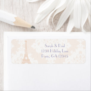 Etiqueta Lavanda de Silver Peony Damask Vintage Torre Eiffe