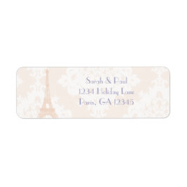 Etiqueta Lavanda de Silver Peony Damask Vintage Torre Eiffe