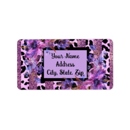 Etiqueta Lavanda e design rosado para impressão-leopardo