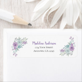 Etiqueta Lavanda e Mint Floral Watercolor | Endereço de dev