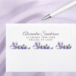 Etiqueta Lavanda Elegante Lilac Floral Return Endereço