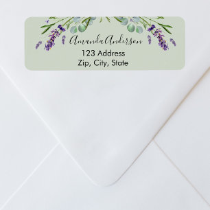 Etiqueta Lavanda eucalipto verde sage endereço de devolução