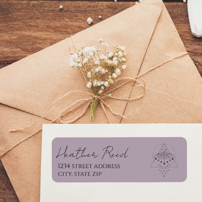 Etiqueta Lavendar Moth Moon Fase Devolução Rótulo de Endere (Criador carregado)