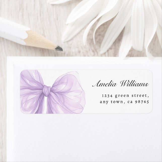 Etiqueta Lavender Sheer Bow Elegant Address (Insitu)