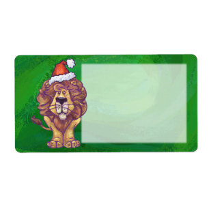 Etiqueta Leão de Natal em Verde