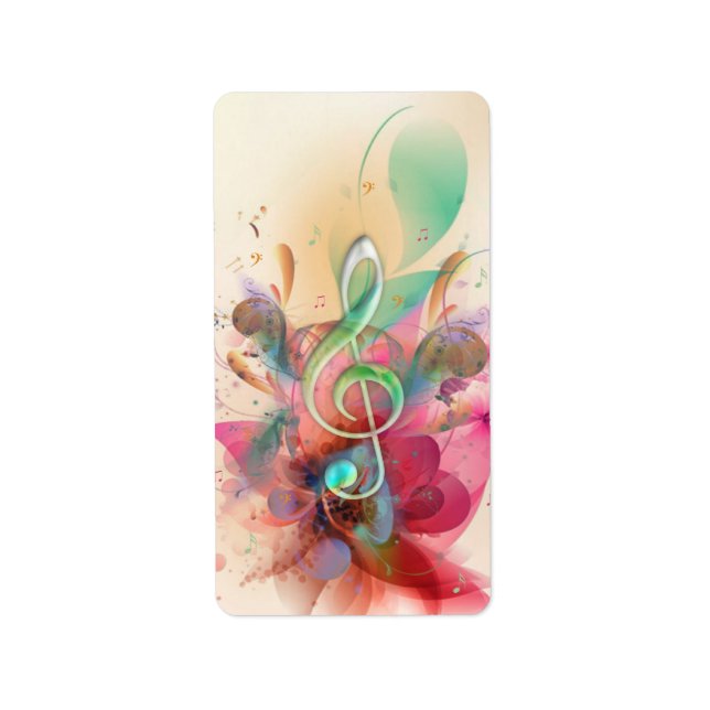 Etiqueta Legal aquarelas trible clef music notes swirings (Frente)