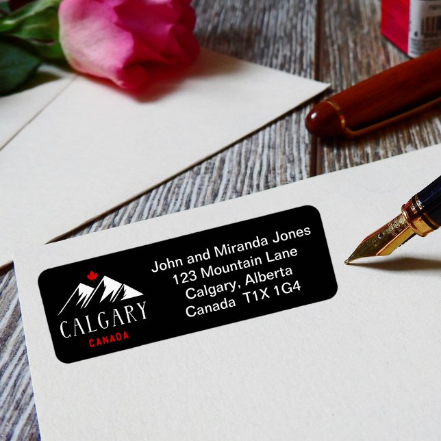 Etiqueta Legal Calgary Canada Mountain Maple Leaf Dark (Criador carregado)