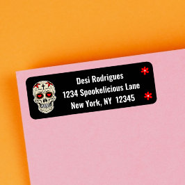 Etiqueta Legal crânio de açúcar preto com flores