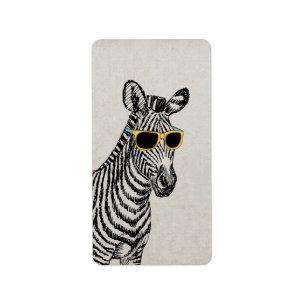 Etiqueta Legal desenho de zebra engraçada com óculos de t