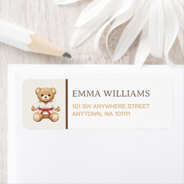 Etiqueta Legendary Red Belt Judo Bear – Baby Shower (Insitu)