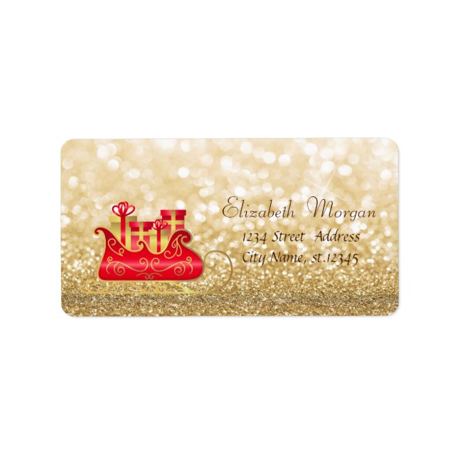 Etiqueta Leitura de Natal Elegante,Etiqueta de Bokeh Glitte (Frente)