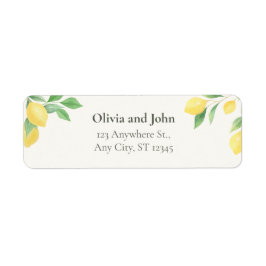 Etiqueta Lemon Citrus Greenery Wedding Return Address Label