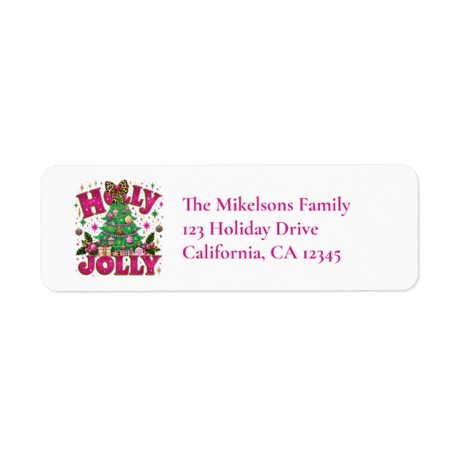 Etiqueta Leopard Bow Holly Jolly (Frente)