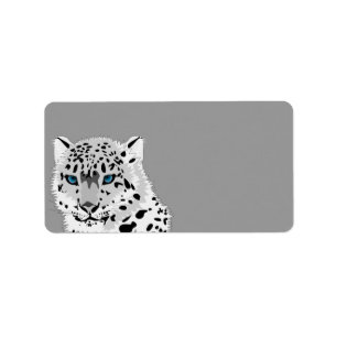 Etiqueta Leopardo de neve animado
