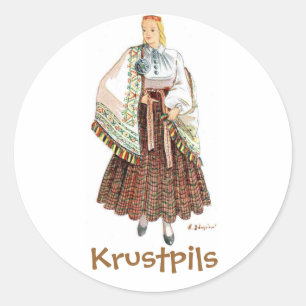 Etiqueta letão do traje (Krustpils)