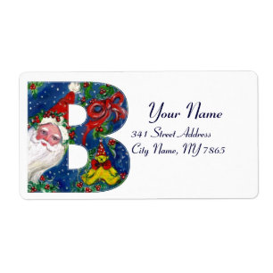 ETIQUETA LETRA B DE NATAL/SANTA CLAUS COM BORRÃO VERMELHO