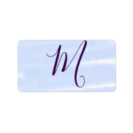 Etiqueta Letra monograma nome aquarela pastel roxoretro