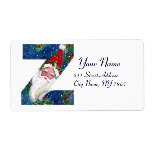 ETIQUETA LETRA Z DE NATAL/SANTA CLAUS COM BORRACHA VERMELHA