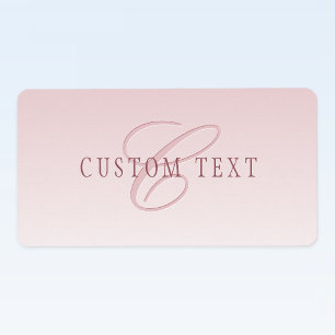 Etiqueta Letras Elegantes & Monograma   Rosa Ombre