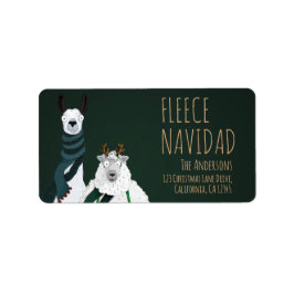 Etiqueta Lhama e Ovelha Divertidos de Fleece Navidad Punny